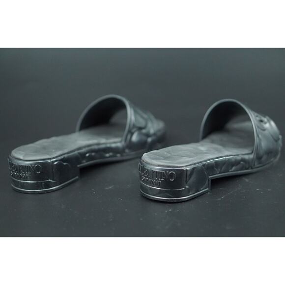 Valentino Garvani ATELIER 25 Black Rose Rubber Slide Platform Sandal SZ 39 New - Picture 2 of 11